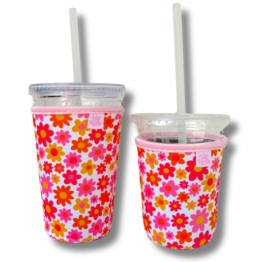 Coffee Cup Cover - Fall Florals - Iced Drink Sleeve Large / 24oz
