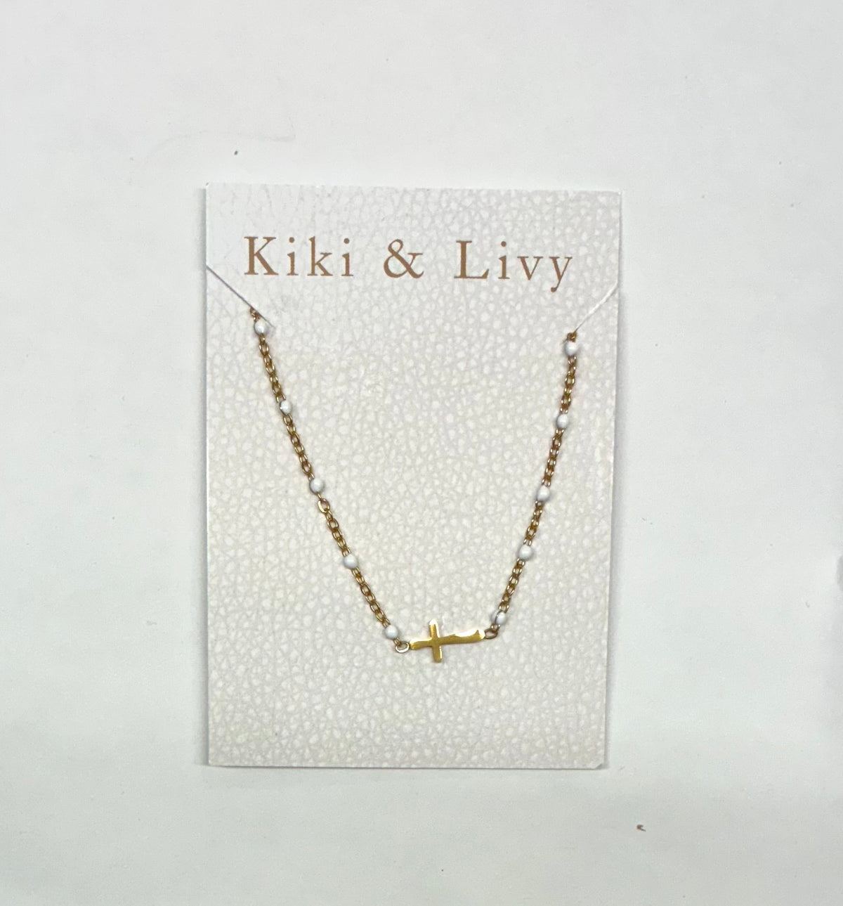 Beaded Sideways Cross Necklace (multiple colors)