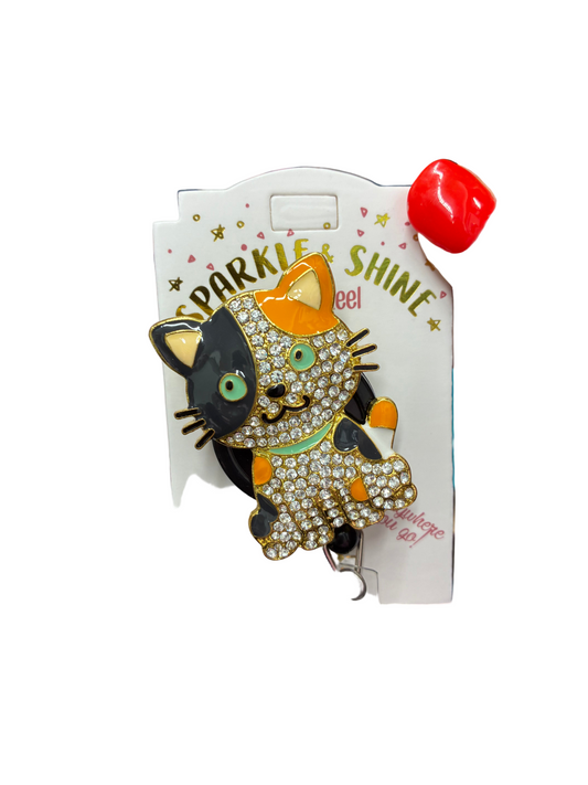 Sparkle and Shine Calico Cat - Badge Reel
