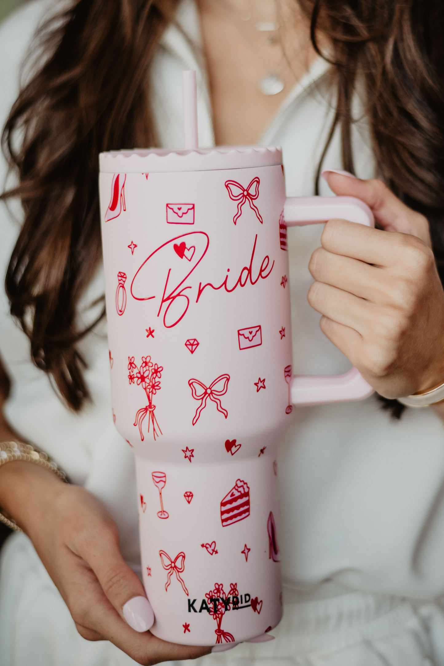 Bride Red Drawings Drink Wholesale Tumbler: Light Pink