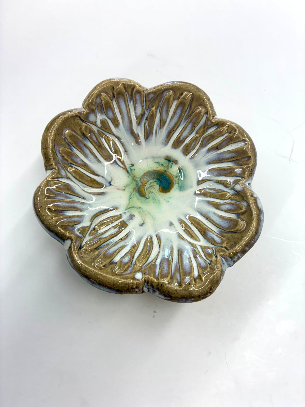 Tiny Flower Dish 4” Round 1” Deep - Tab Boren Pottery #203