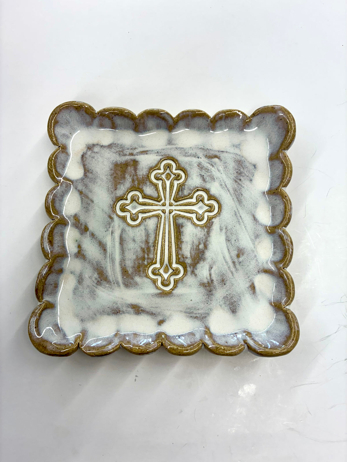 Square Cross Plate 5.5”x5.5” - Tab Boren Pottery #239