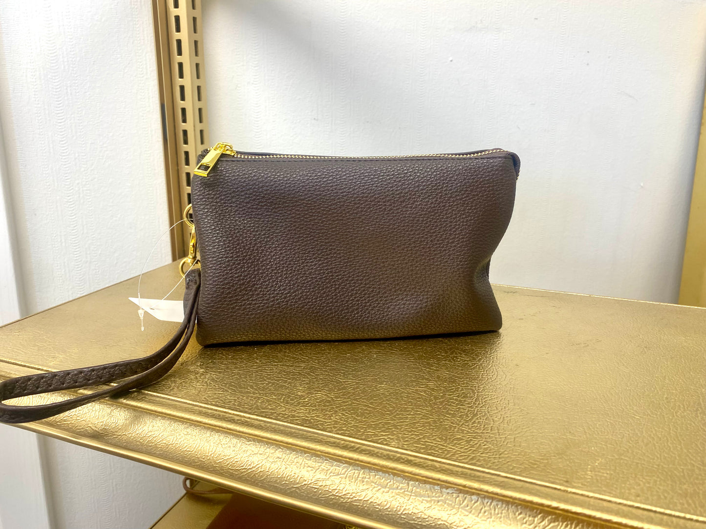 Faux Leather 3-Compartment Wrislet/Crossbody