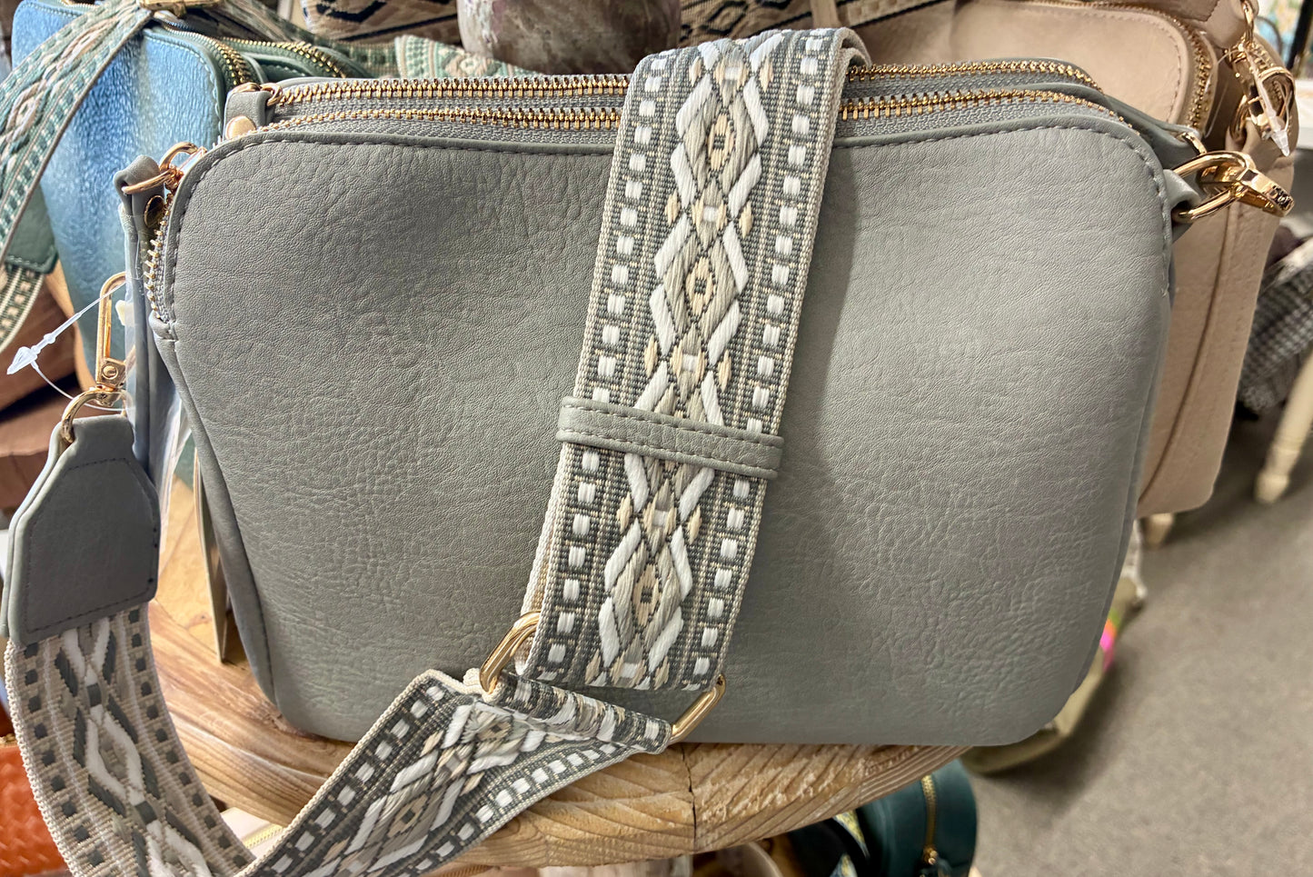 Mila 3 Compartment Crossbody Bag With Guitar Strap