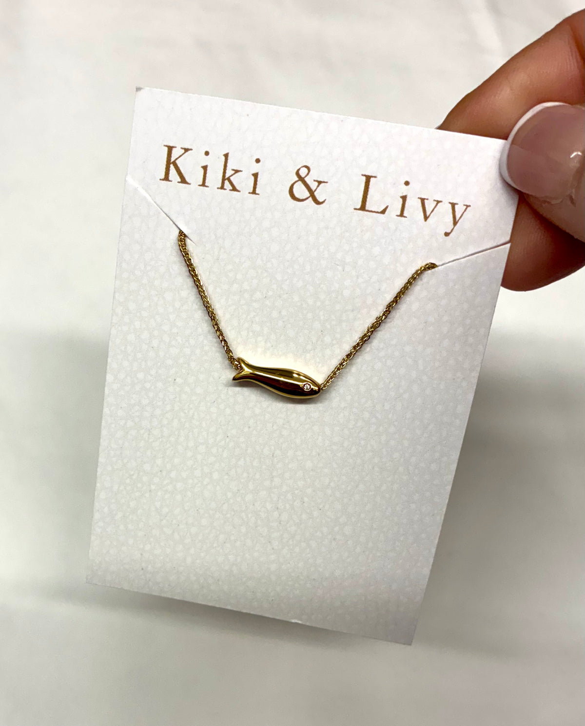 Gold Fish with Stone Eye Necklace