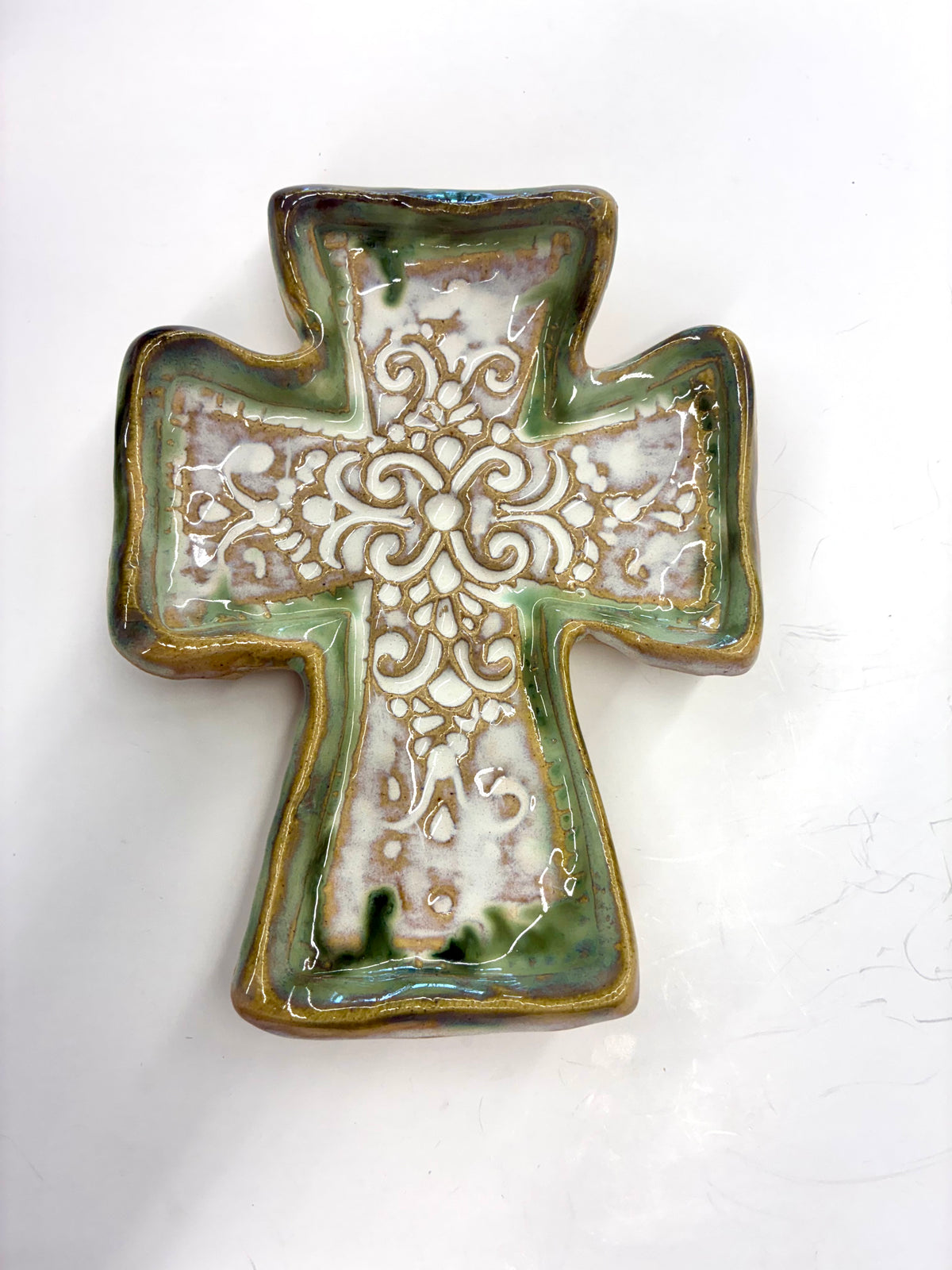 Fancy Cross Tray 8x6” - Tab Boren Pottery #101