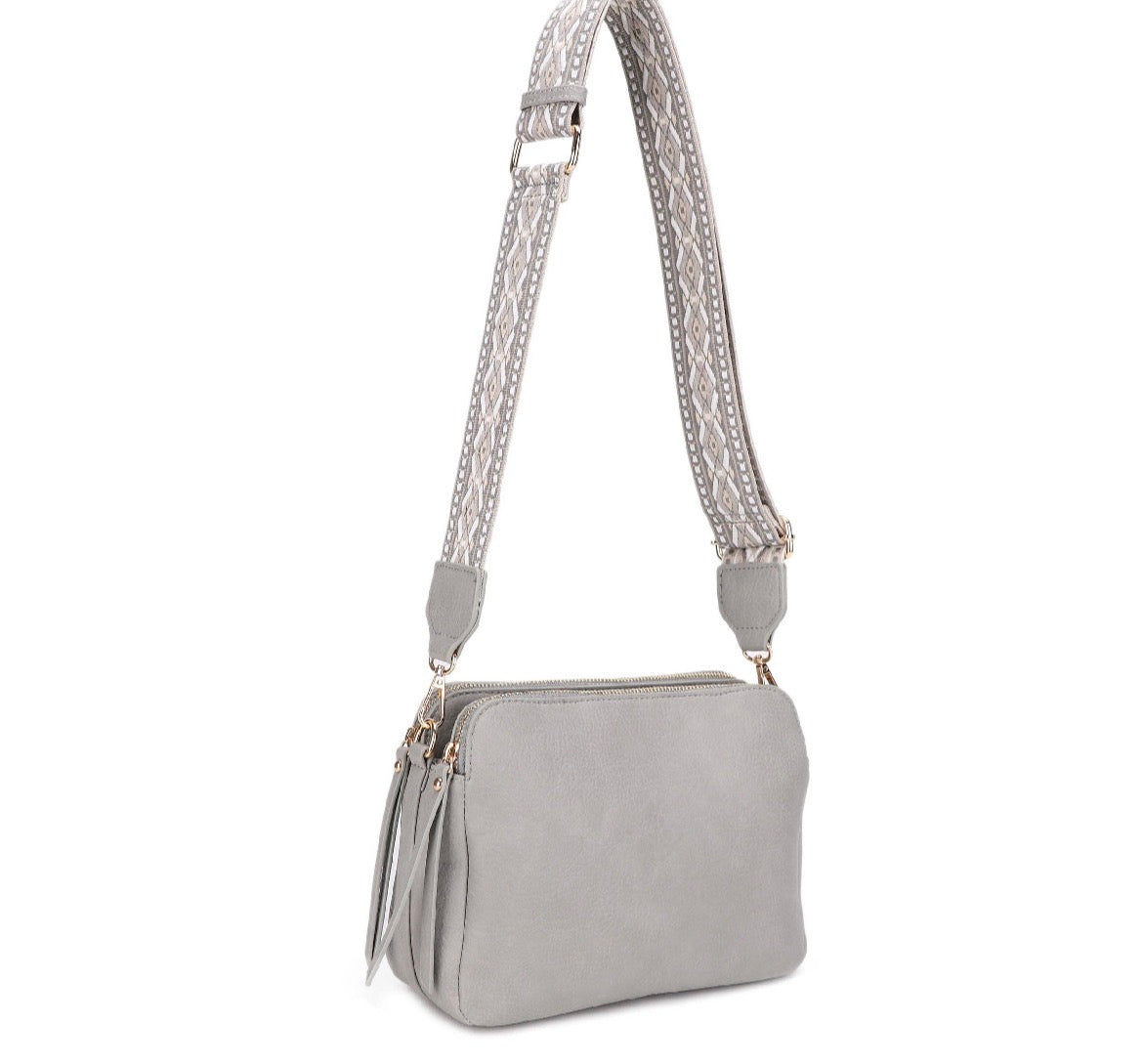 Mila 3 Compartment Crossbody Bag With Guitar Strap