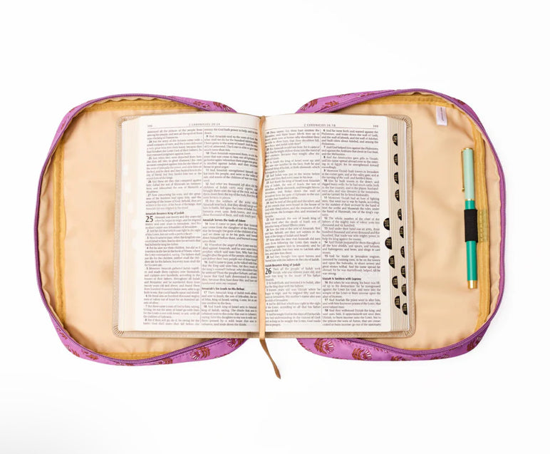 Pink Floral Bible Cover - Mary Square