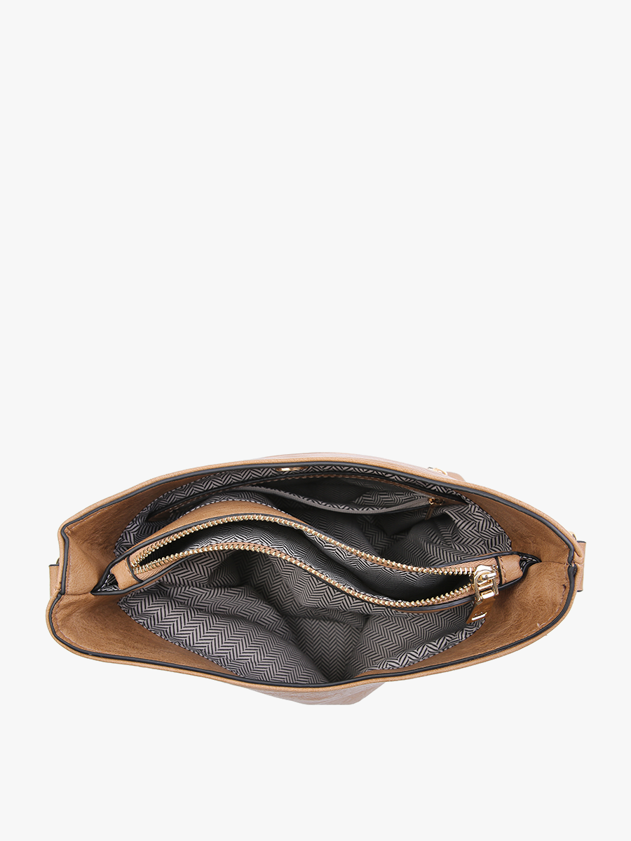 Jen & Co. Emma 3 Compartment Crossbody w/ Snap Closure: Cheetah-Khaki/Brown