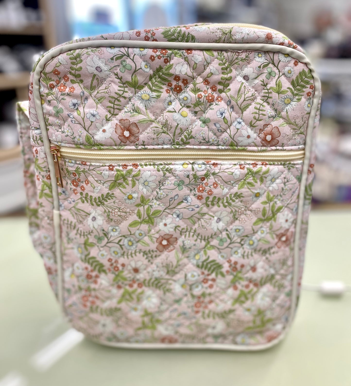 Quilted Bible Cover - Light Pink Floral