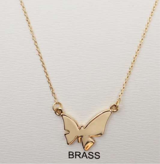 Brass Butterfly Pendant Necklace