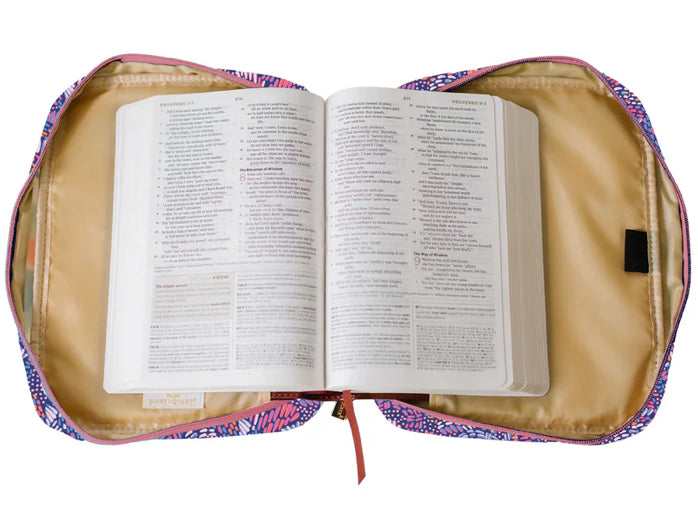 Mosaic Meadow Blue Bible Cover - Mary Square