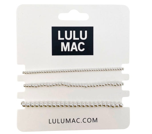 LULU MAC Silver Beaded Bracelet - 3 Strand