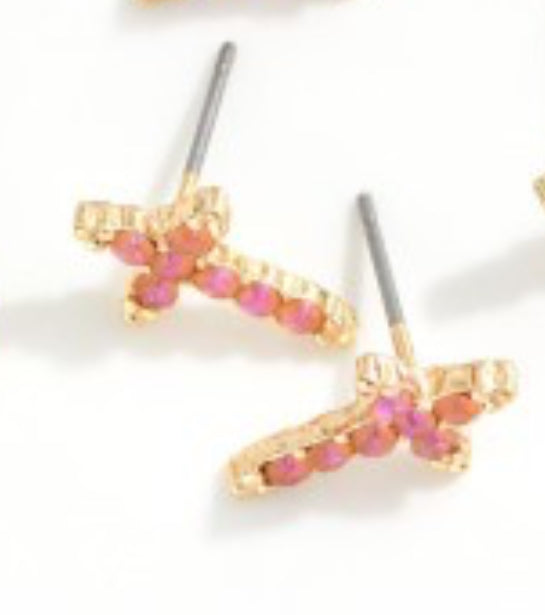 Rhinestone Studded Cross Earrings