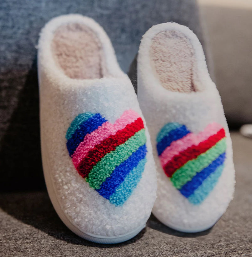 Rainbow Heart Slippers