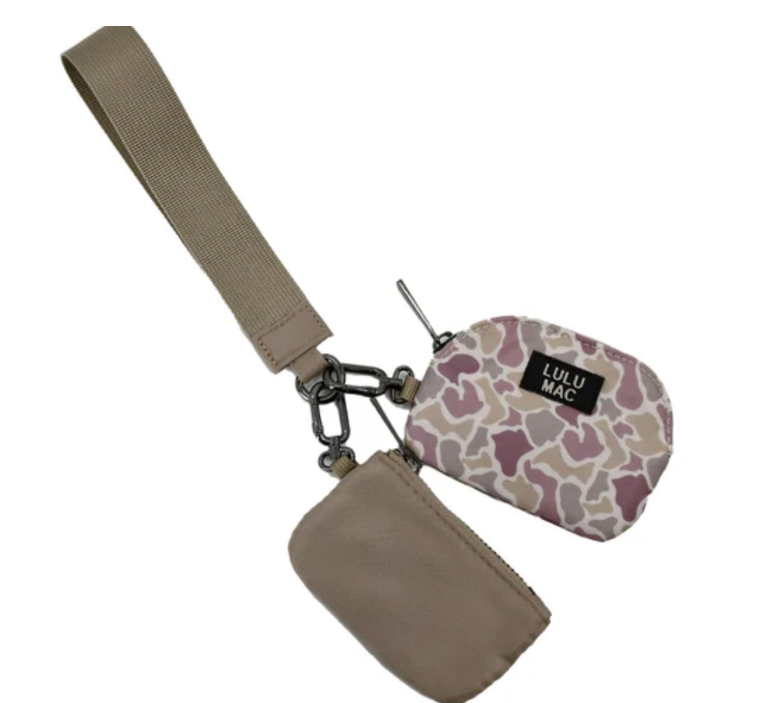 Camo/Beige Lulu Mac Double Pouch Wristlet