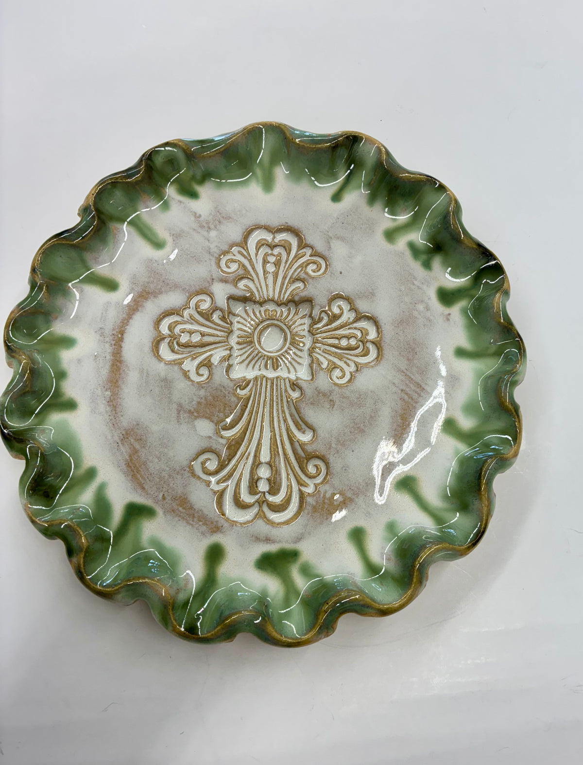 Round Cross Plate 9” Round - Tab Boren Pottery #601