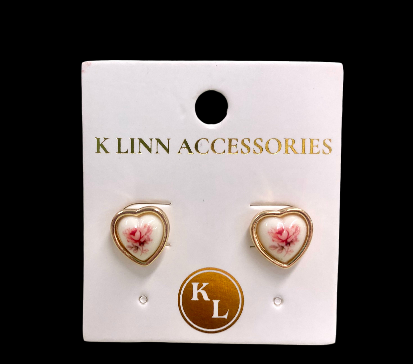 Gold Pearl Rose Heart Pendant & Earrings