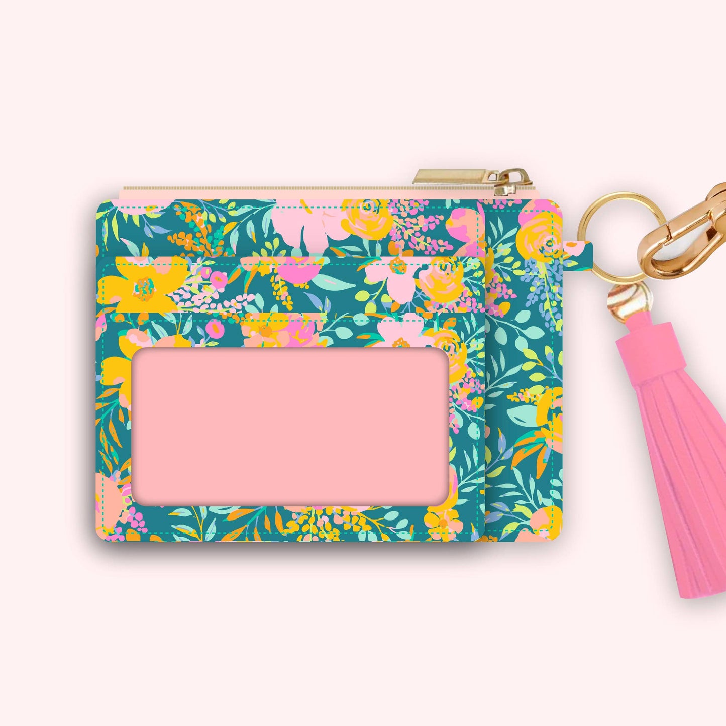 Wallet Keychain | Emerald Rainbow Posies