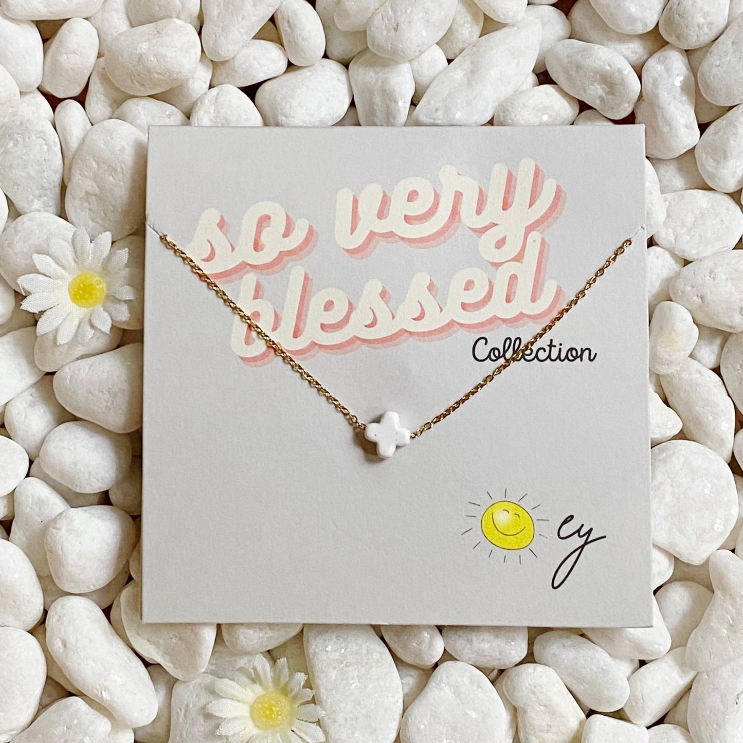 So Very Blessed Cross Necklace: White