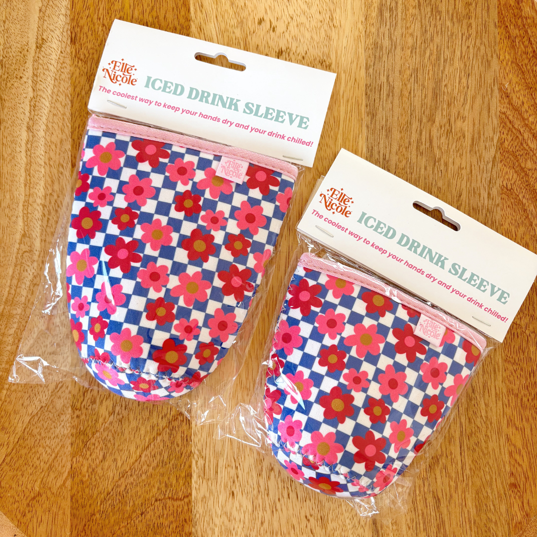 Coffee Cup Cover - Retro Bold Check - Iced Drink Sleeve: Large / 24oz