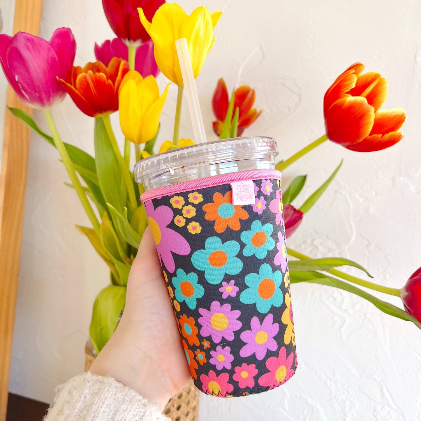 Coffee Cup Cover - Neon Daisy: Small / 16oz