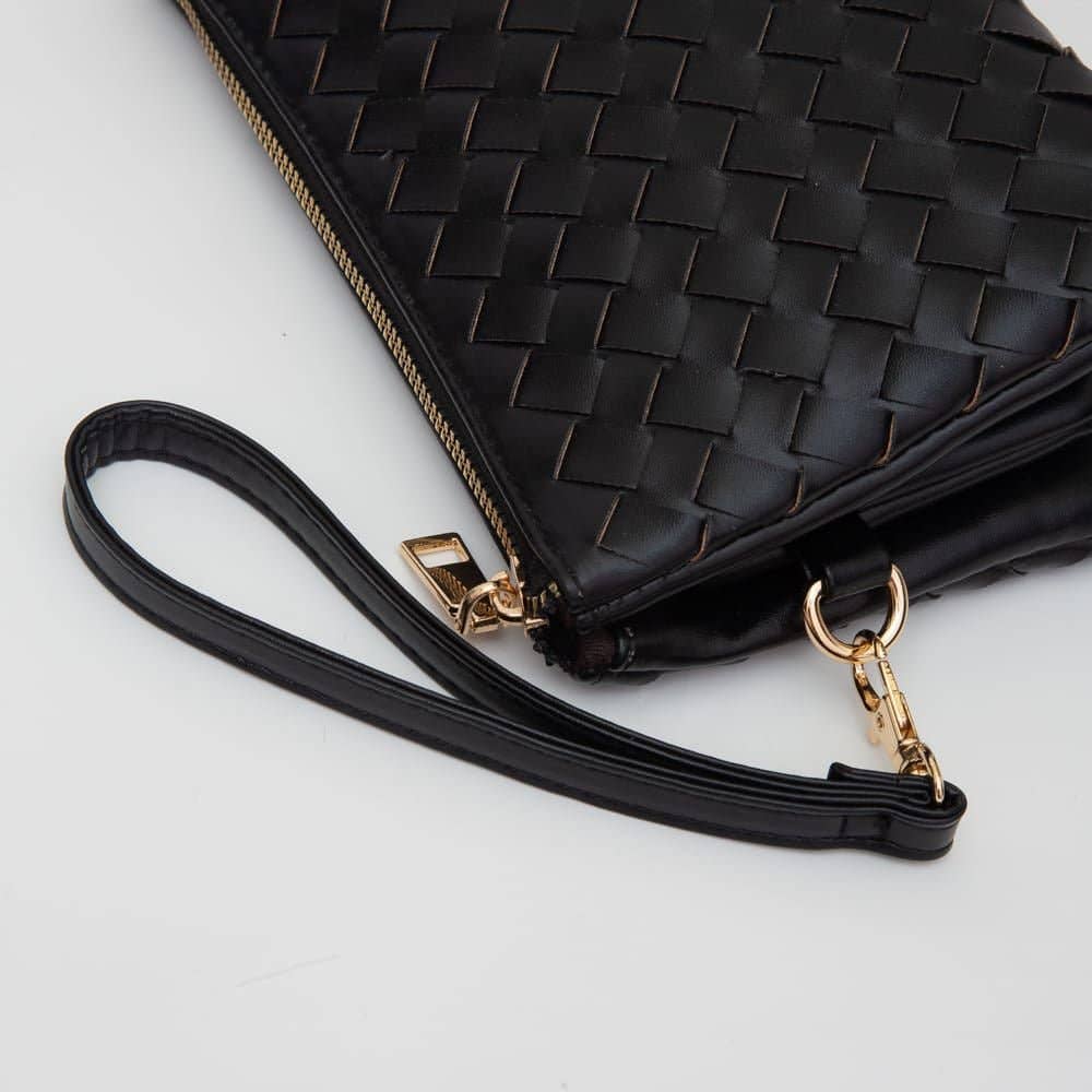 Kate Woven Three Compartment Crossbody Wristlet Bag: Ivory