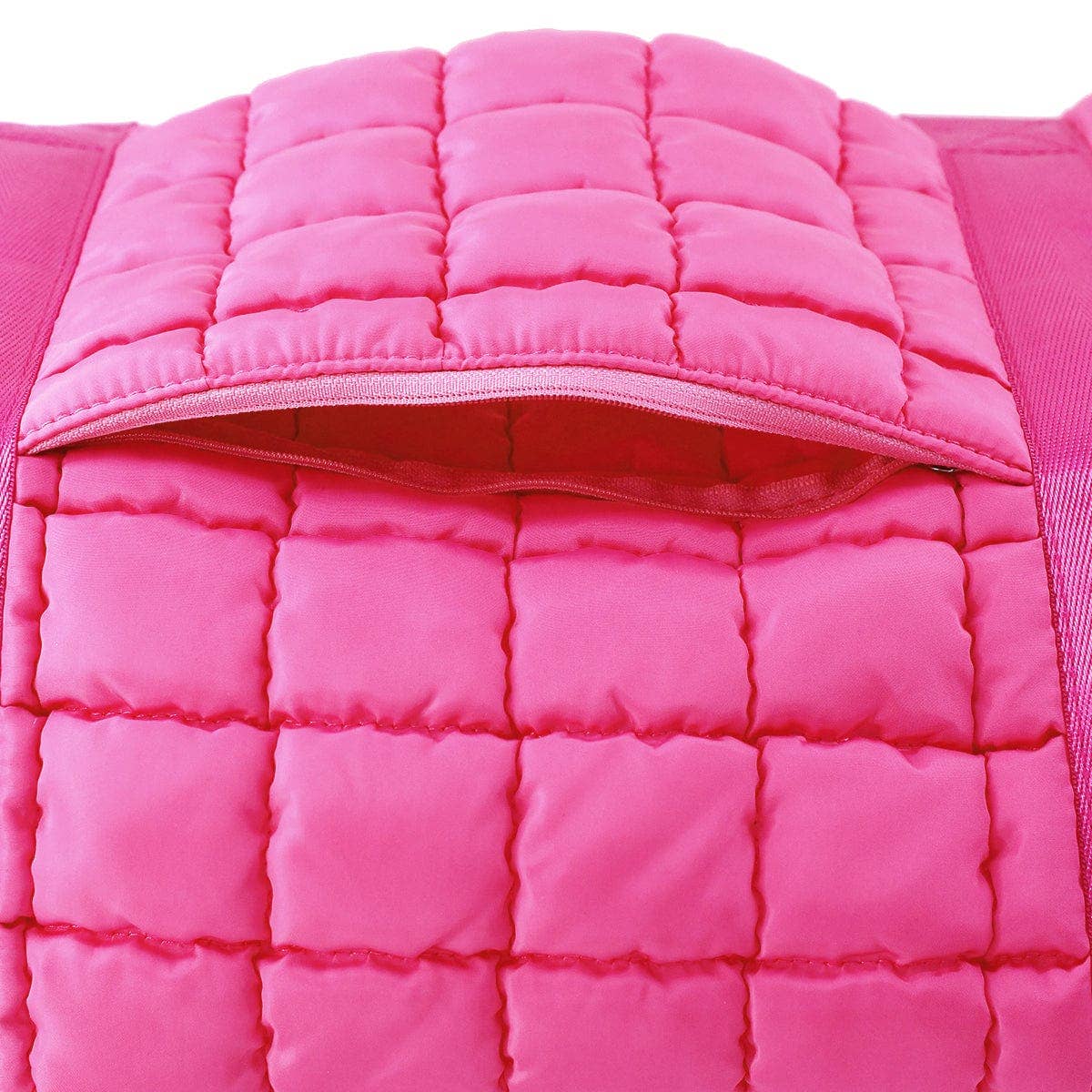 Quilted Puffer Weekender/Duffel Bag: Taupe