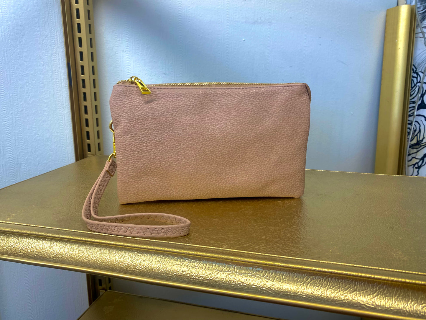 Faux Leather 3-Compartment Wrislet/Crossbody