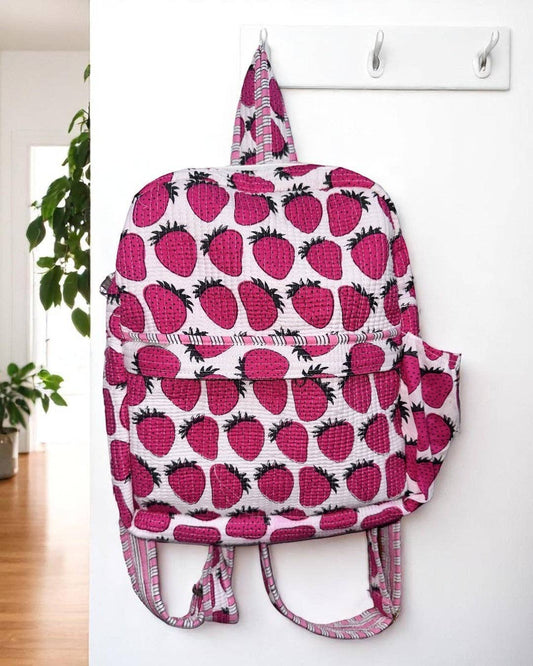 Addison Strawberry Print Backpack