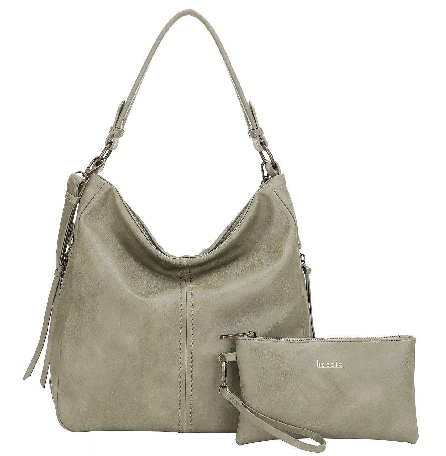 Liz Soto Madison 3321 Hobo with detachable wristlet: Almond