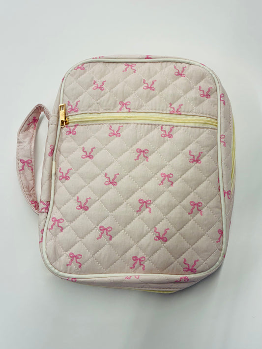 Quilted Bible Cover - Pink with Pink Bows