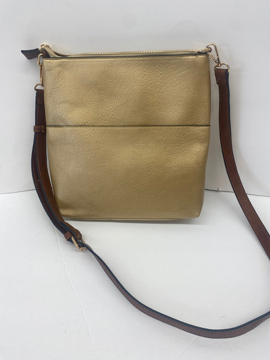 Elina Zipper Front Crossbody Bag / Gold