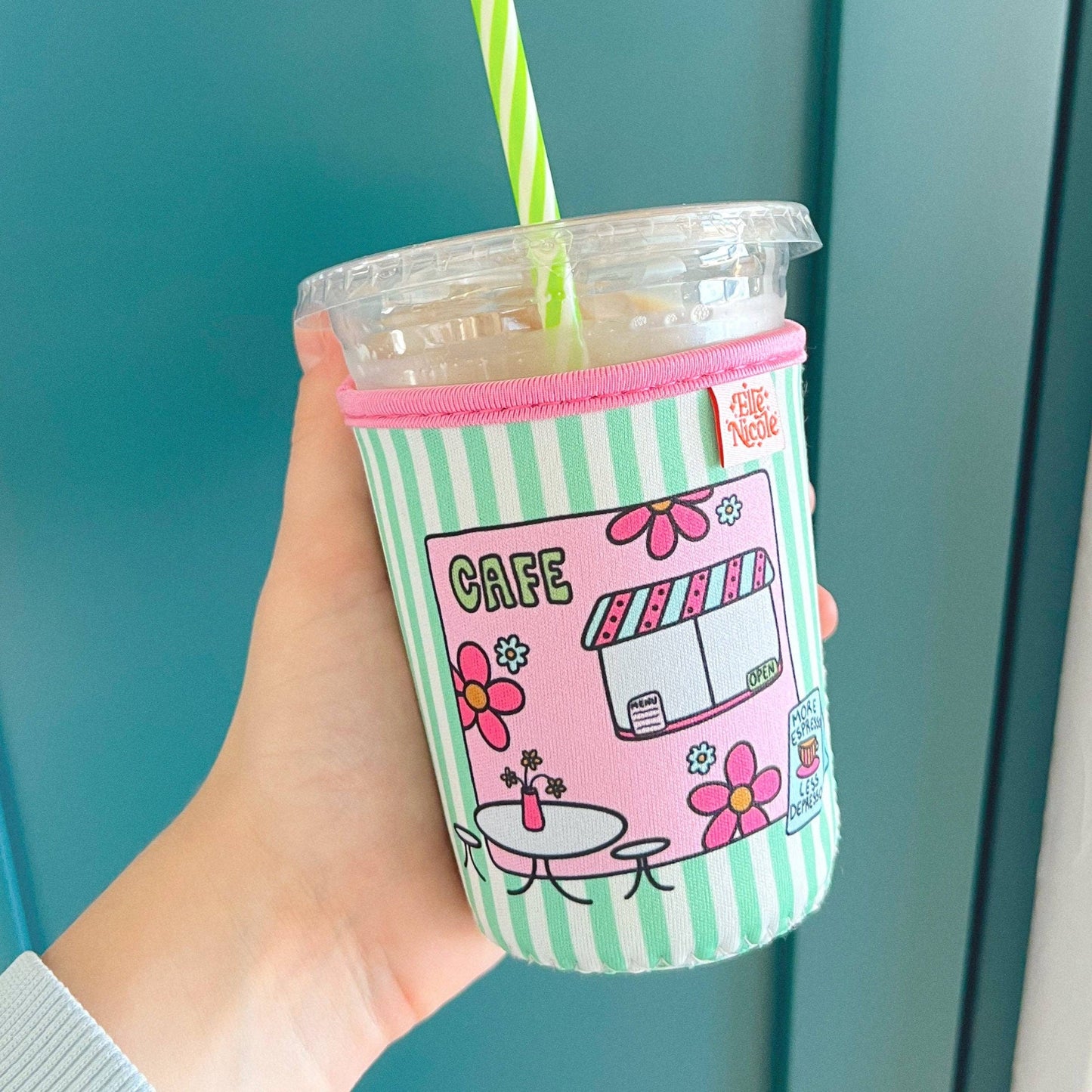 Coffee Cup Cover - Cafe Doodle - Iced Drink Sleeve: Large / 24oz