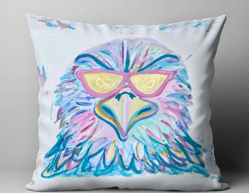 Fun Eagle Square Pillow 18”  Lucky Bird Apparel & Home