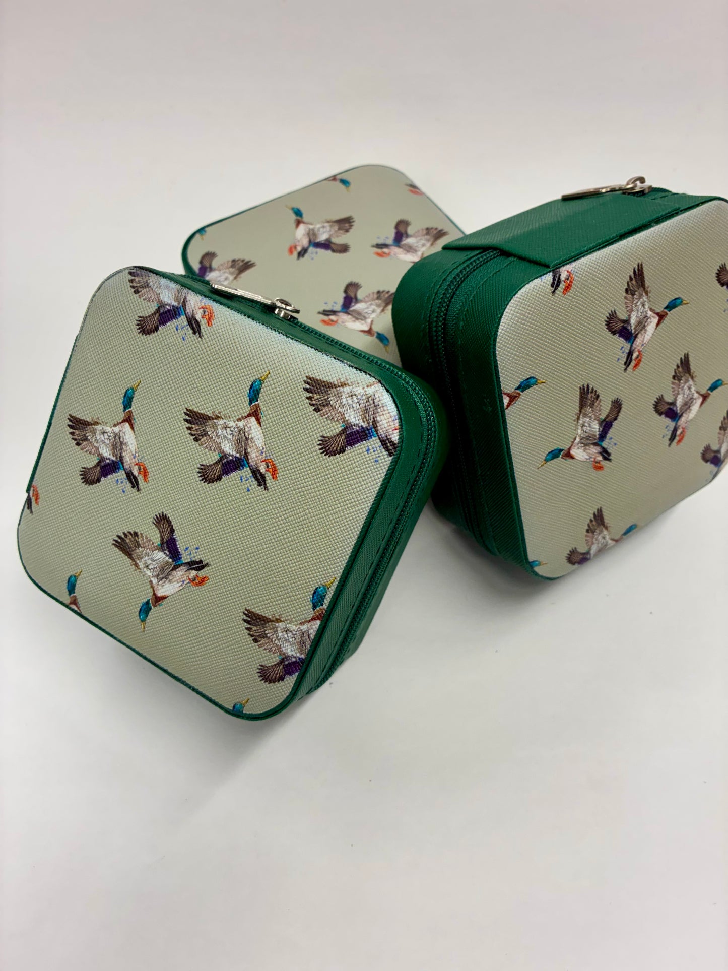 Mallard Duck Square Jewelry Case White & Green
