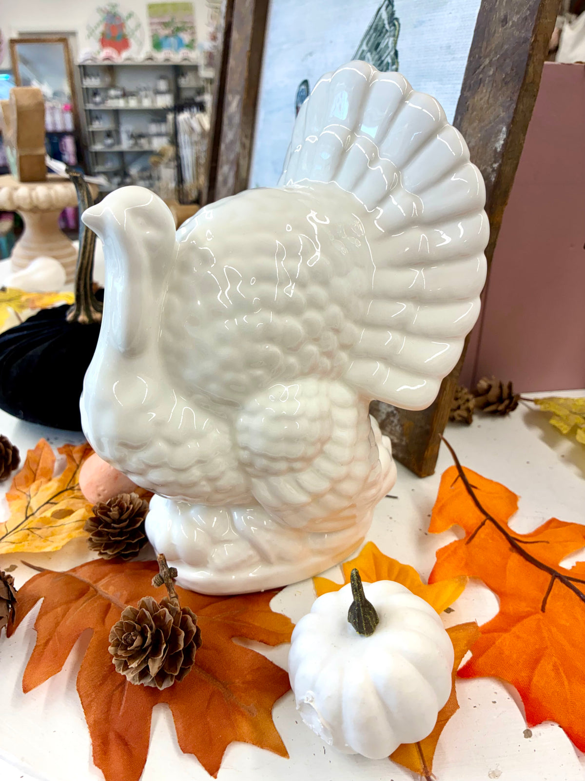 Large White Ceramic Turkey