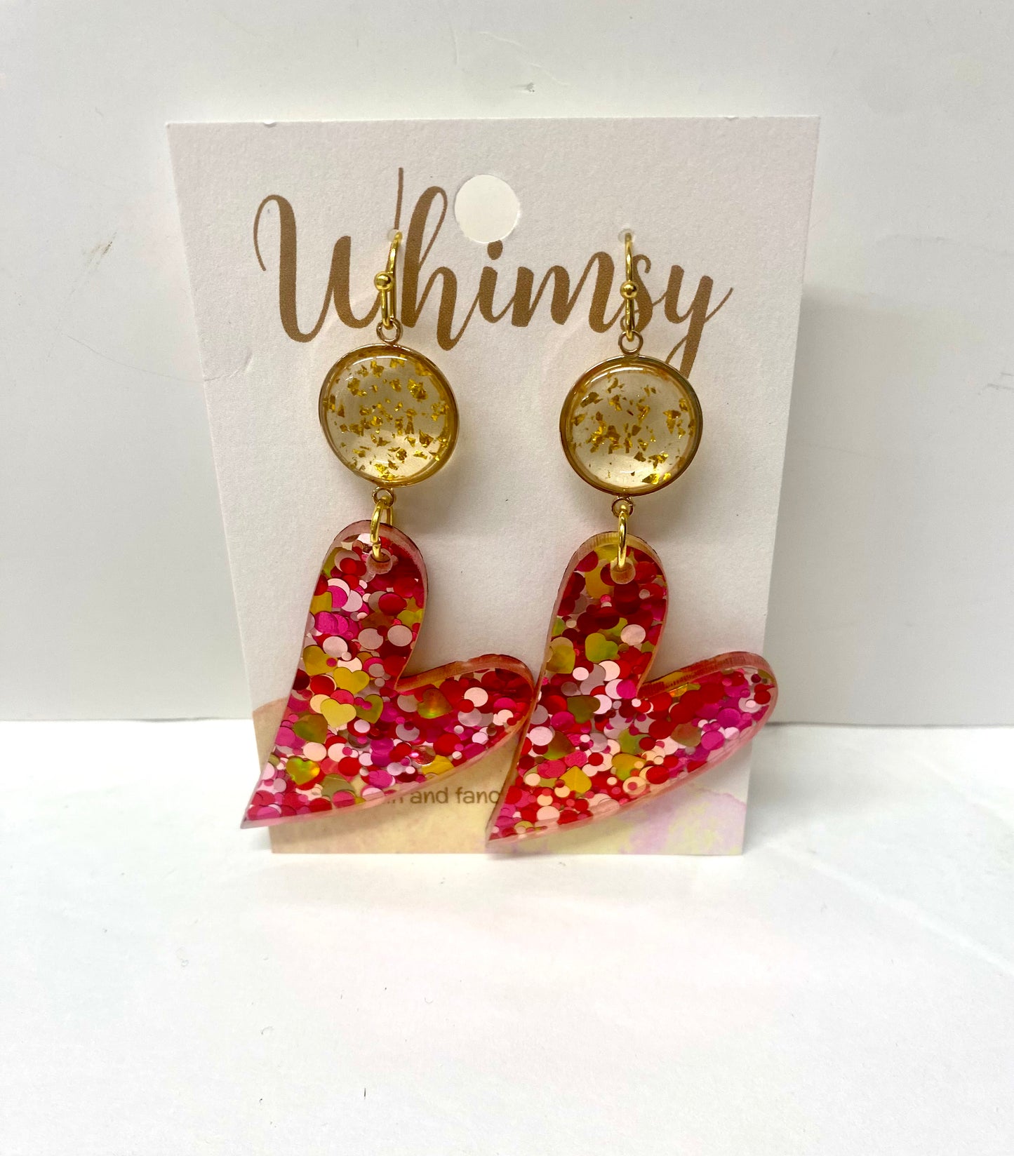 Multicolored Glitter Heart Earrings   Whimsy Jewels