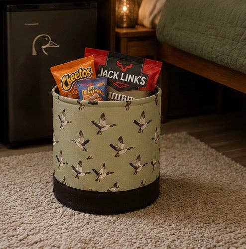 Green Mallard Duck Round Storage Bin