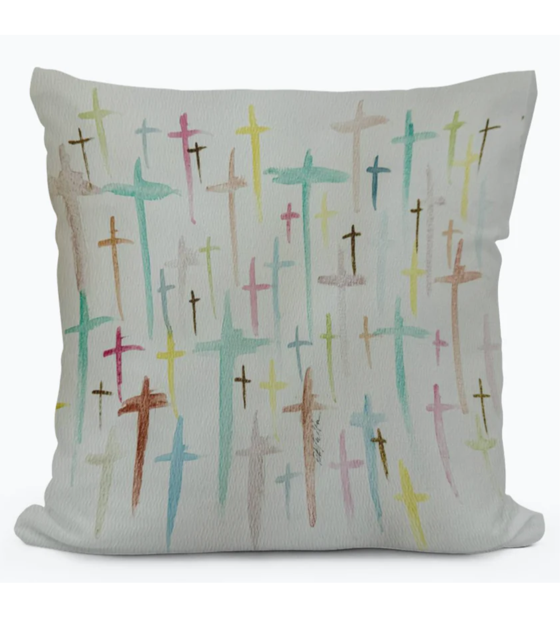 Bridgette Watercolor Crosses Square Pillow 18x18