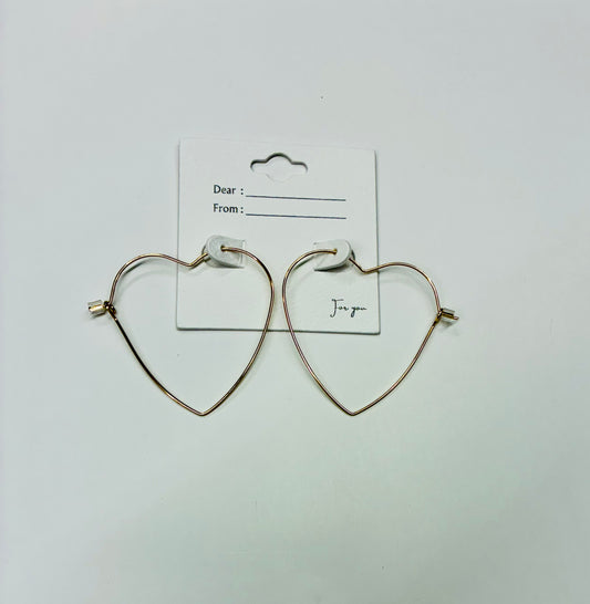 Thin Wire Gold Heart Hoop Earrings