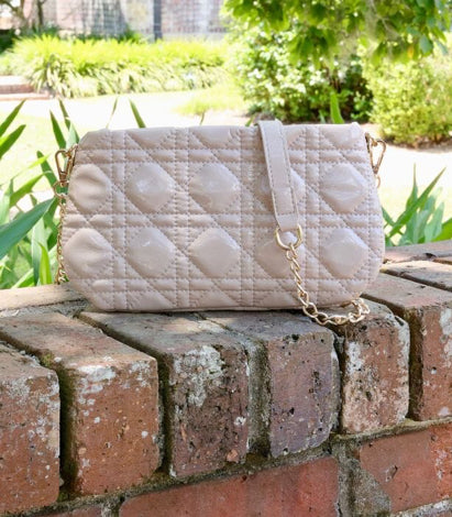 Caroline Hill Livi Quilted Crossbody/Wristlet  Nude