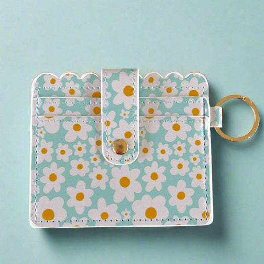 Wallet/Keychain - Blue Daisy