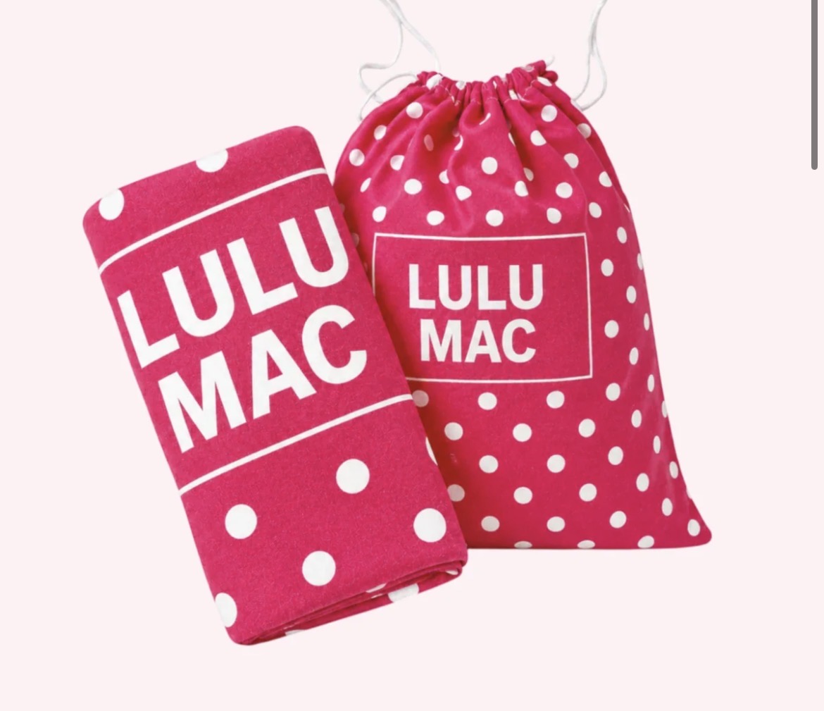 LULU MAC Hot Pink and White Dot XL Beach Towel