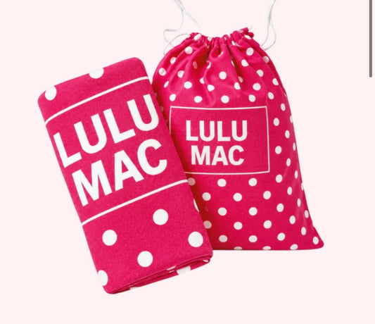 LULU MAC Hot Pink and White Dot XL Beach Towel