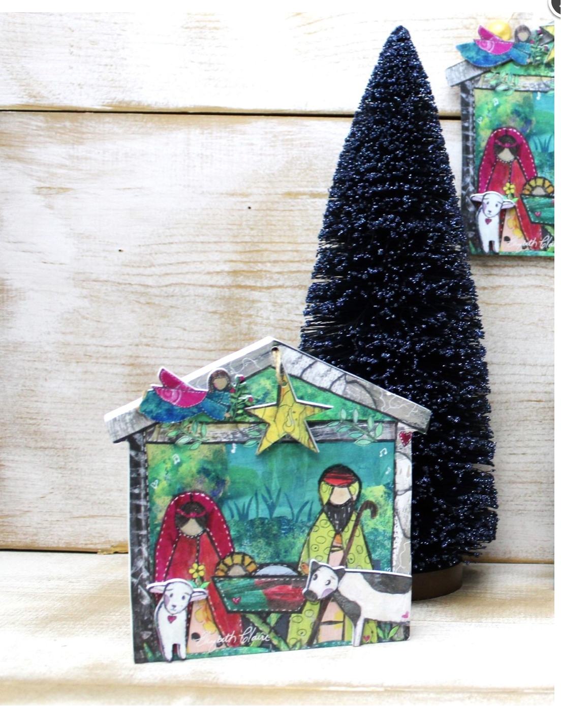 6x6” Cutout Layered Table Sign Nativity with Animals