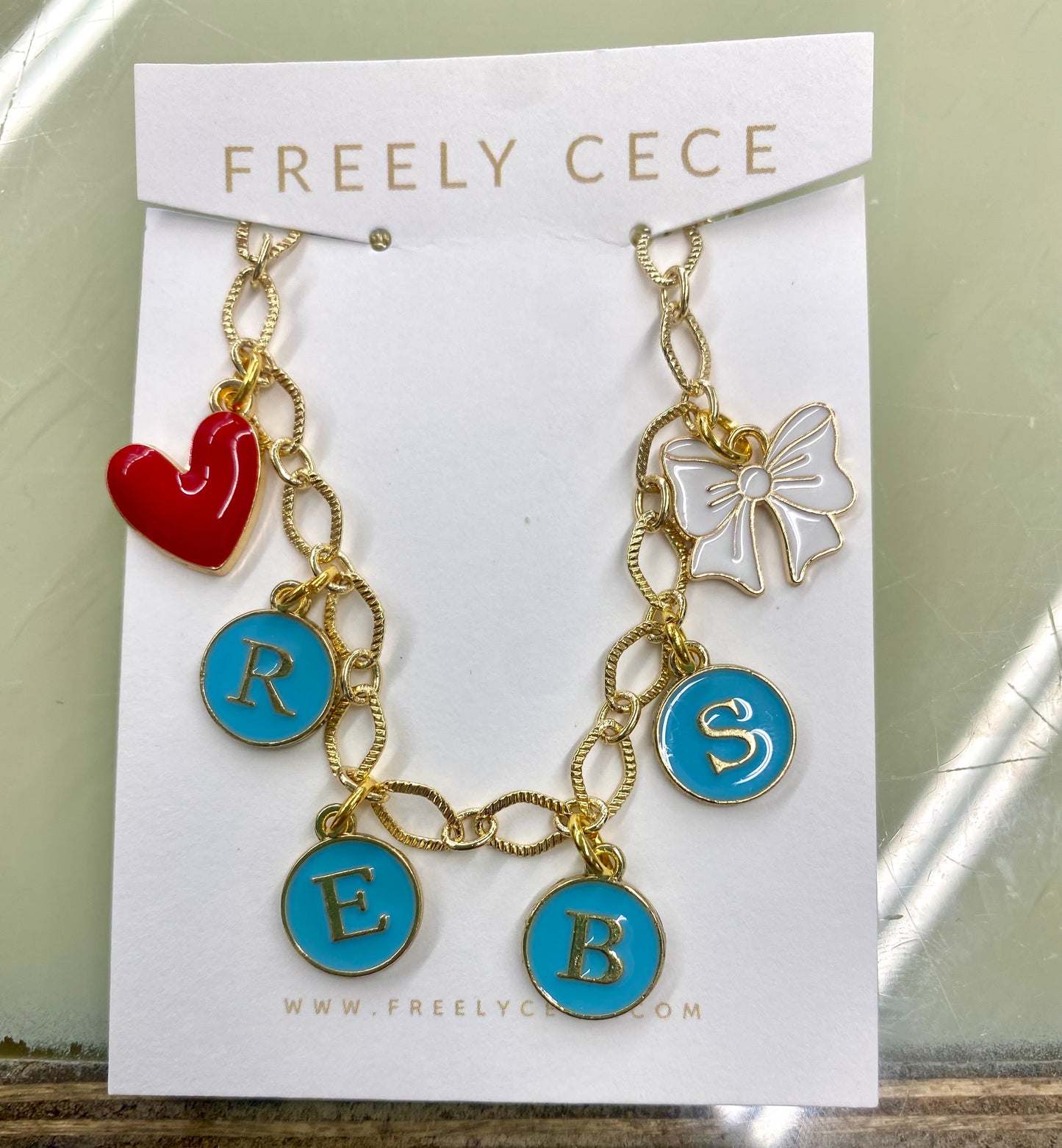 Rebs Powder Blue Charm Necklace