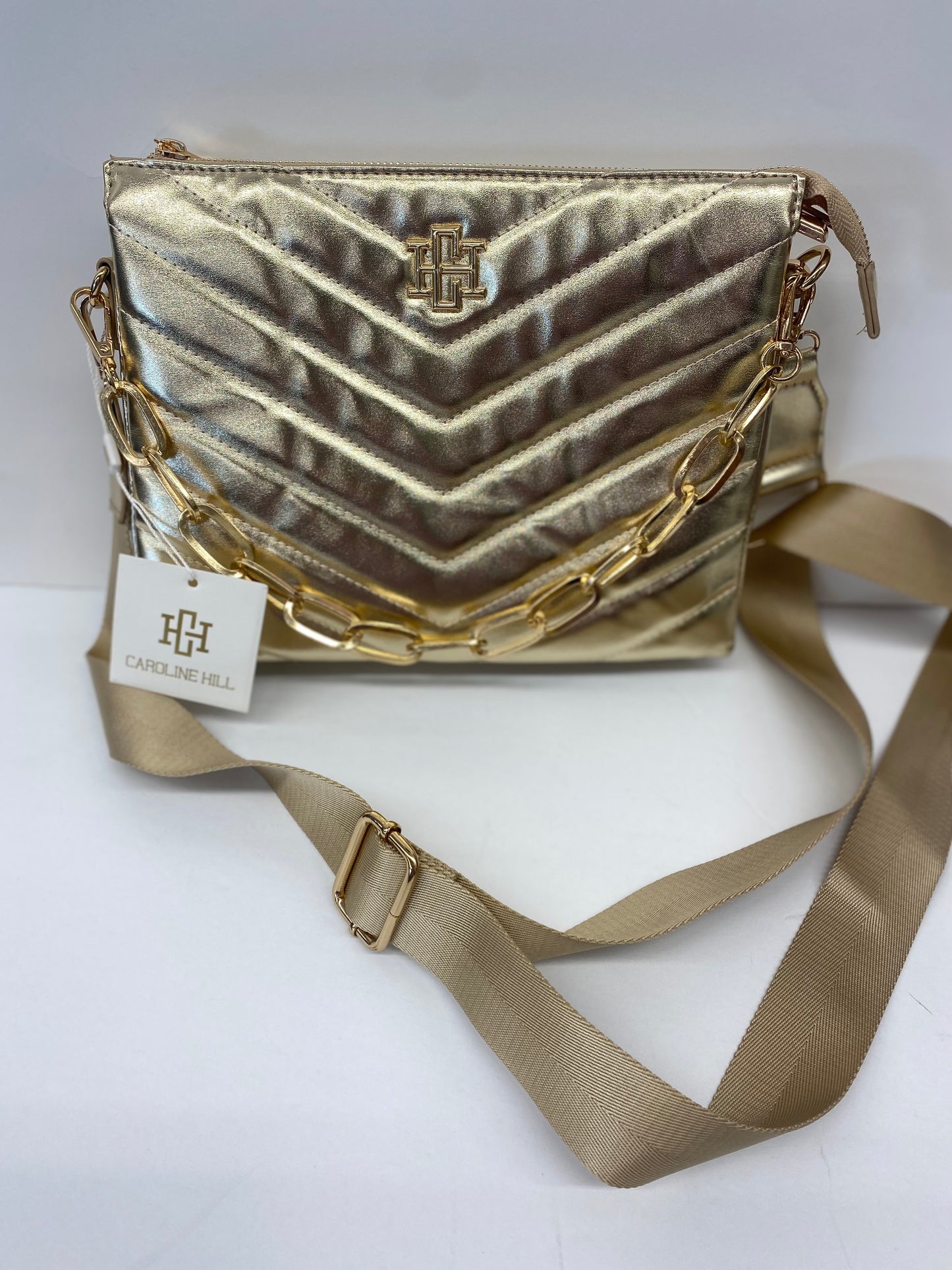 Caroline Hill Ariana Gold Quilted Crossbody