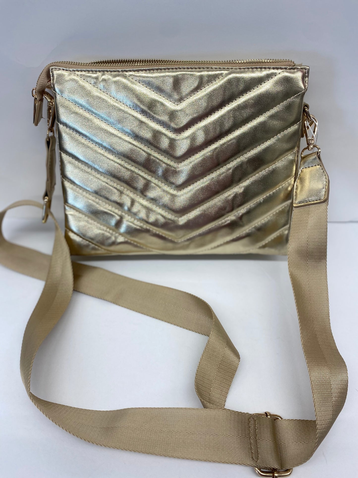 Caroline Hill Ariana Gold Quilted Crossbody