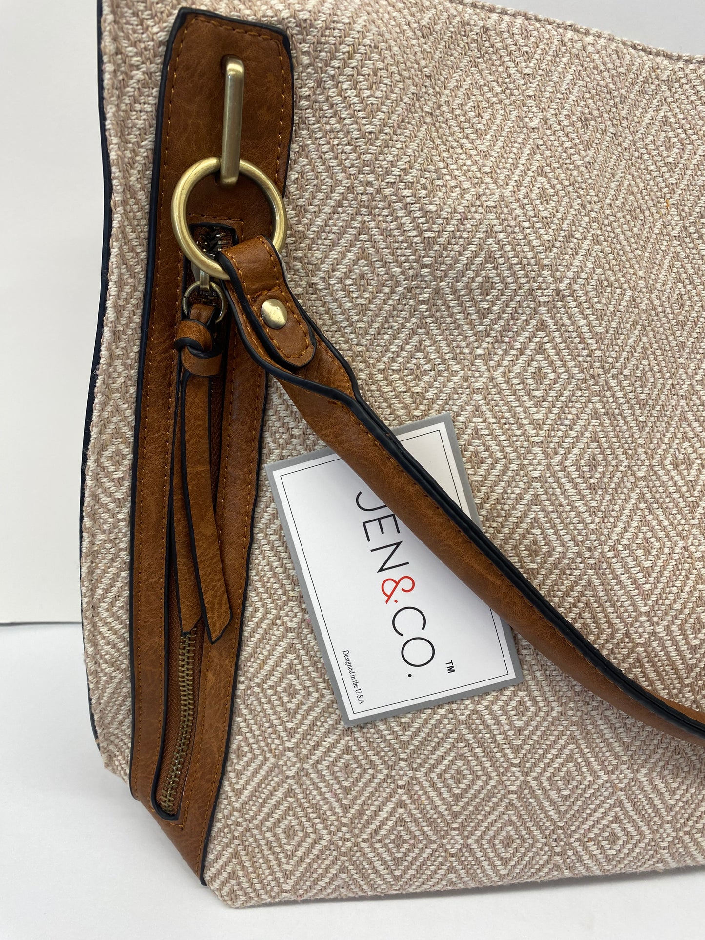 Jen & Co. Connar Diamond Print Taupe Tote